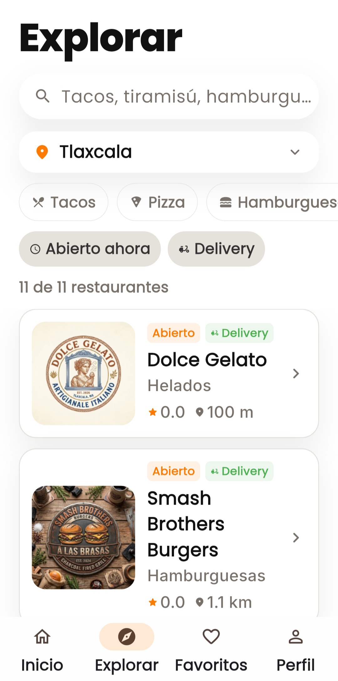 Pantalla de Explorar de la app Niam